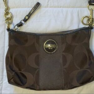 Coach Chocolate Brown Shoulder Bag with Gold Hardware